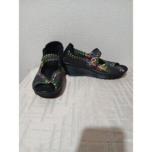 Skechers Womens Size 10 W Open Toe Wedge Heel Multicolor Shoes